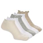 WOMENS RUFFLE CUFF LOW CUT SOCKS 6 PAIRS - ASSORTED