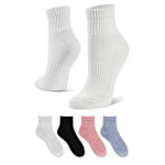 WOMENS SUPER SOFT ARCH BAND QUARTER SOCKS 4 PAIRS - ASSORTED