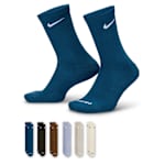 MENS LARGE EVERYDAY CUSHIONED CREW SOCKS 6 PAIRS - BLUE