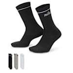 WOMENS MEDIUM CREW SOCKS 3 PAIRS - BLACK