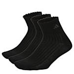 WOMENS SCALLOPED QUARTER SOCKS 3 PAIRS - BLACK