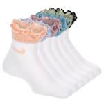 GIRLS XXS RUFFLE QUARTER SOCKS 6 PAIRS - WHITE