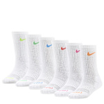 NIKE BOYS EXTRA SMALL CREW SOCKS 6 PAIRS - WHITE