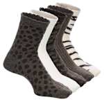 WOMENS ANIMAL SCALLOP ANKLET SOCKS 5 PAIRS