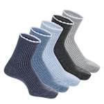 WOMENS SCALLOP ANKLET SOCKS 5 PAIRS - BLUE