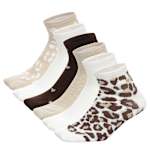 WOMENS GOLD HEART LEOPARD QUARTER SOCKS 6 PAIRS