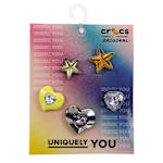 UNISEX META STARS AND HEARTS 5 PACK JIBBITZ - ASSORTED