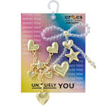 UNISEX GOLD HEARTS AND STARS 5 PACK JIBBITZ - ASSORTED