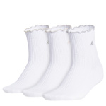 WOMENS RUFFLE QUARTER SOCKS 3 PAIRS - WHITE