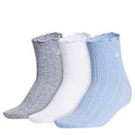 WOMENS RUFFLE QUARTER SOCKS 3 PAIRS - GREY