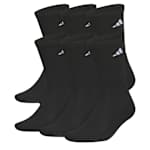 MENS LARGE CLASSIC CUSHIONED CREW SOCKS 6 PAIRS - BLACK