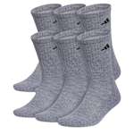MENS LARGE CLASSIC CUSHIONED CREW SOCKS 6 PAIRS - GREY