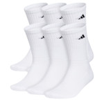 MENS MEDIUM CLASSIC CUSHIONED CREW SOCKS 6 PAIRS - WHITE