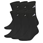 MENS MEDIUM CLASSIC CUSHIONED CREW SOCKS 6 PAIRS - BLACK
