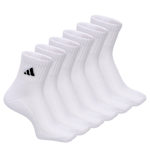 MENS MEDIUM CLASSIC CUSHIONED QUARTER SOCKS 6 PAIRS - WHITE