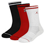 BOYS MEDIUM VARSITY JERSEY CREW SOCKS 3 PAIRS - BLACK