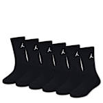 BOYS EXTRA SMALL EVERYDAY ESSENTIAL CREW SOCKS 6 PAIRS - BLACK