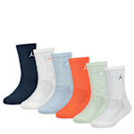 GIRLS MEDIUM EVERYDAY ESSENTIALS CREW SOCKS 6 PAIRS - ASSORTED