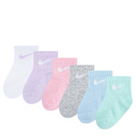 GIRLS 12-24M SWOOSH QUARTER SOCKS 6 PAIRS - ASSORTED