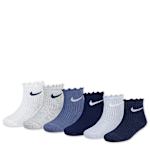 GIRLS EXTRA SMALL LETTUCE EDGE QUARTER SOCKS 6 PAIRS - ASSORTED