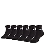 BOYS XXS EVERYDAY DRI FIT QUARTER SOCKS 6 PAIRS - BLACK