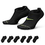 MENS MEDIUM ELEVATED NO SHOW TAB SOCKS 6 PAIRS - BLACK