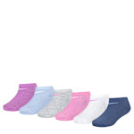 GIRLS XS NO SHOW SOCKS 6 PAIRS - ASSORTED