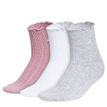 WOMENS RUFFLE QUARTER SOCKS 3 PAIRS - ASSORTED