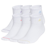 GIRLS MEDIUM SPORT FASHION QUARTER SOCKS 6 PAIRS - WHITE