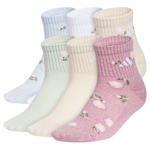 GIRLS MEDIUM GRAPHIC QUARTER SOCKS 6 PAIRS - ASSORTED