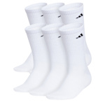 MENS LARGE SUPERLITE CREW SOCKS 6 PAIRS - WHITE