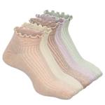 WOMENS MARLED LETTUCE EDGE NO SHOW SOCKS 5 PAIRS - ASSORTED