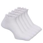 WOMENS LETTUCE EDGE CUSHIONED NO SHOW SOCKS 5 PAIRS - WHITE