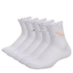 WOMENS MEDIUM LETTUCE EDGE QUARTER SOCKS 5 PAIRS - WHITE
