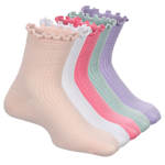 WOMENS MEDIUM LETTUCE QUARTER EDGE SOCKS 5 PAIRS - ASSORTED
