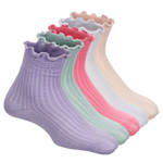 WOMENS MEDIUM LETTUCE EDGE QUARTER SOCKS 5 PAIRS - ASSORTED
