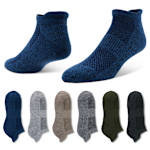 MENS MUTED TONES NO SHOW SOCKS 6 PAIRS - ASSORTED