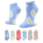 WOMENS FLOATING DAISIES NO SHOW SOCKS 6 PAIRS - ASSORTED