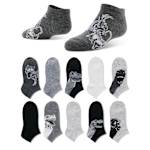 BOYS SMALL DINO POWER NO SHOW SOCKS 10 PAIRS - ASSORTED