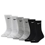 BOYS EXTRA SMALL CREW SOCKS 6 PAIRS - DARK GREY