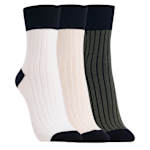 WOMENS RIB SHORT CREW SOCK 3 PAIRS - ASSORTED