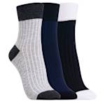 WOMENS RIB SHORT CREW SOCK 3 PAIRS - ASSORTED