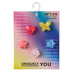 UNISEX DAINTY GEM FLORAL 5 PACK JIBBITZ - ASSORTED