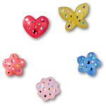 UNISEX DAINTY GEM FLORAL 5 PACK JIBBITZ - ASSORTED