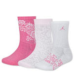 GIRLS SMALL EVERYDAY ESSENTIAL CREW SOCKS 3 PAIRS - PINK