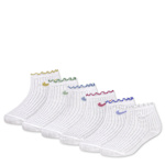 GIRLS EXTRA SMALL QUARTER SOCKS 6 PAIRS - ASSORTED
