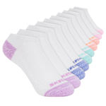 GIRLS MEDIUM NO SHOW SOCKS 10 PAIRS - WHITE
