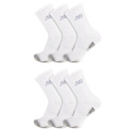 MENS LARGE PERFORMANCE CUSHION CREW SOCKS 6 PAIRS - WHITE
