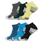 MENS LARGE PERFORMANCE CUSHION NO SHOW SOCKS 6 PAIRS - ASSORTED