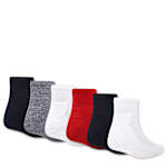 BOYS SMALL EVERYDAY ESSENTIALS QUARTER SOCKS 6 PAIRS - ASSORTED